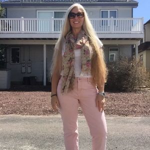 Coach Floral Scarf - Pink and Cream